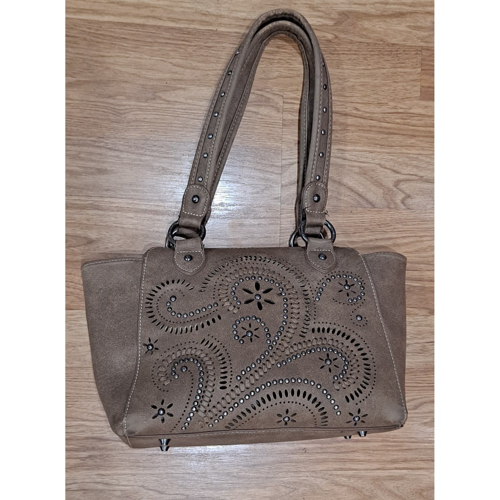Montana West Concealed Carry Swirl Purse Tan Some Wear See Photos